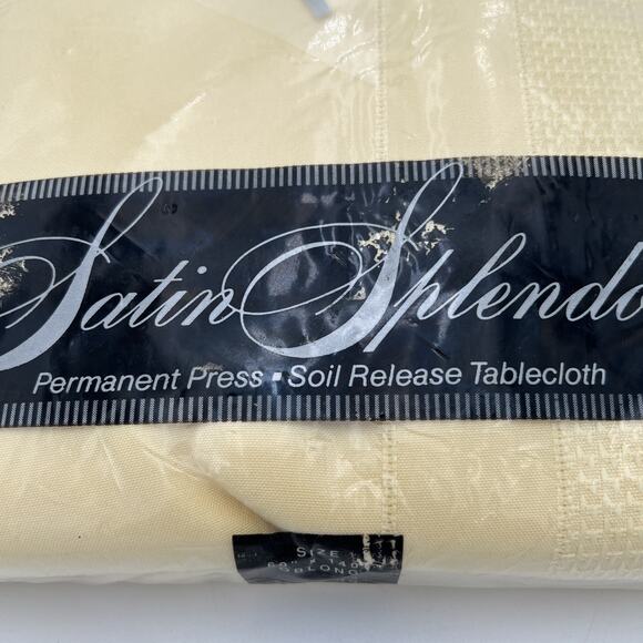NOS Bardwil Linens Satin Splendor Soil Release Tablecloth 60x140” Oblong Butter - Picture 5 of 13
